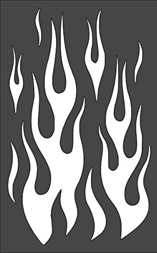 1- 5x8 inch Custom Cut Stencil, (VF-7) Flames Fire Arts and Crafts Scrapbooking Painting on The Wall Wood Glass