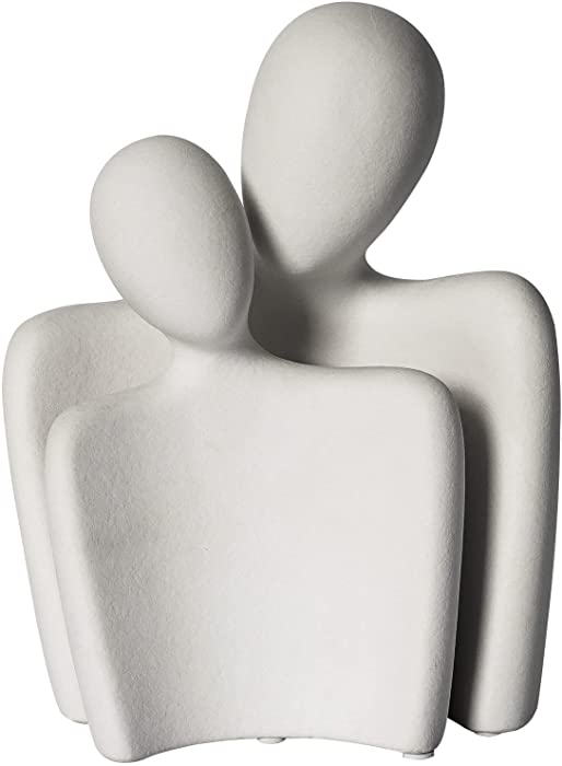 WANCHIY Modern Home Decor Lover Statues- 10'' Porcelain Sculptures for Shelf and Table Decor, Affectionate Couple Art Ceramic Sculpture- Romantic Figurine for Home, Bedroom, Livingroom, Office Decor