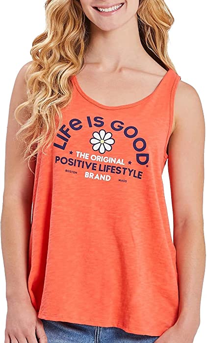 Life is Good. Women's Textured Slub Tank LIG Positive Lifestyle, Mango Orange