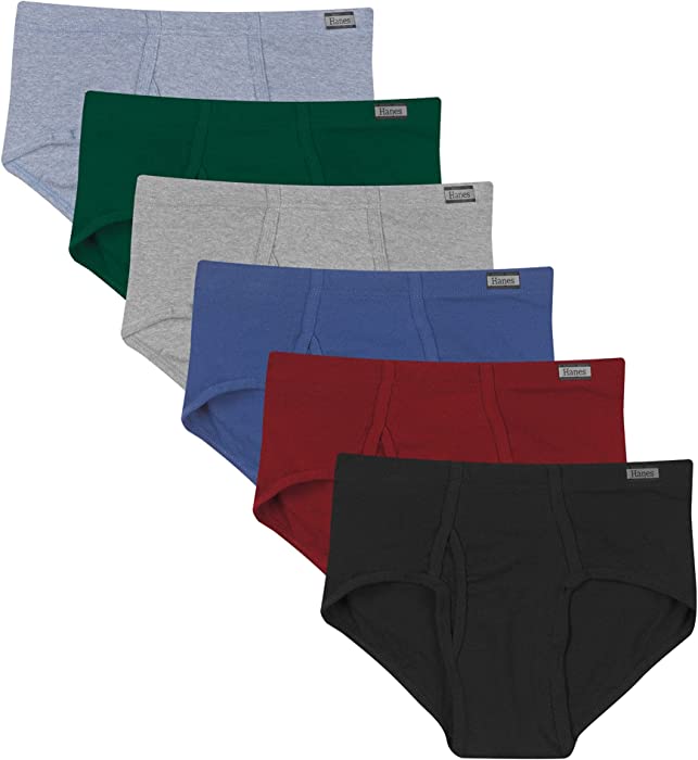 Hanes Classics Men's Underwear Briefs Pack, Mid-Rise Briefs, Stretch Cotton Underwear, Classic, 6-Pack (Colors May Vary)