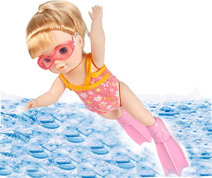 Water Baby Doll for Bath Time, Waterproof Electric Baby Doll for Water Play, Kids Swimming Play Doll for Pool & Bath Tub, Cute Baby Swim Doll for Bathtub Shower Play Bath Toys Birthday Gifts