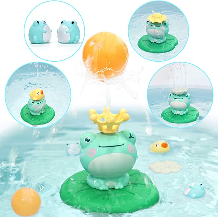 Lightaling Bath Toys for Toddler,Spray Water Squirt Toy Bath Toys with Two Babies Frog for Children,Kids- 4 in 1 Bathtub Pool Toys