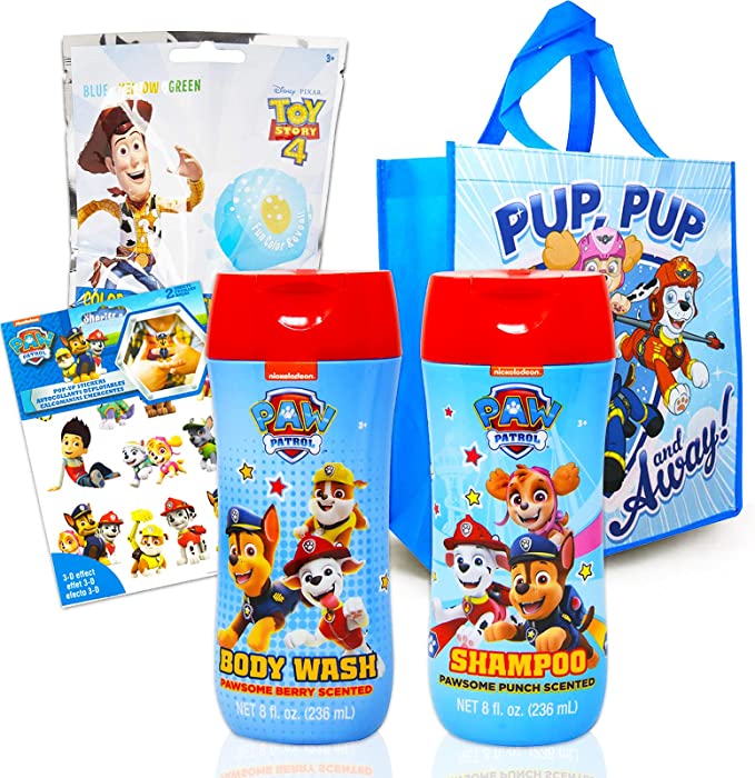 Paw Patrol Bathroom Set for Kids, Toddlers ~ 5 Pc Paw Patrol Accessories Bundle with Tote Bag, Body Wash, Shampoo, Bath Bomb, and More (Paw Patrol Bath Toys), Paw Patrol Bathroom decor