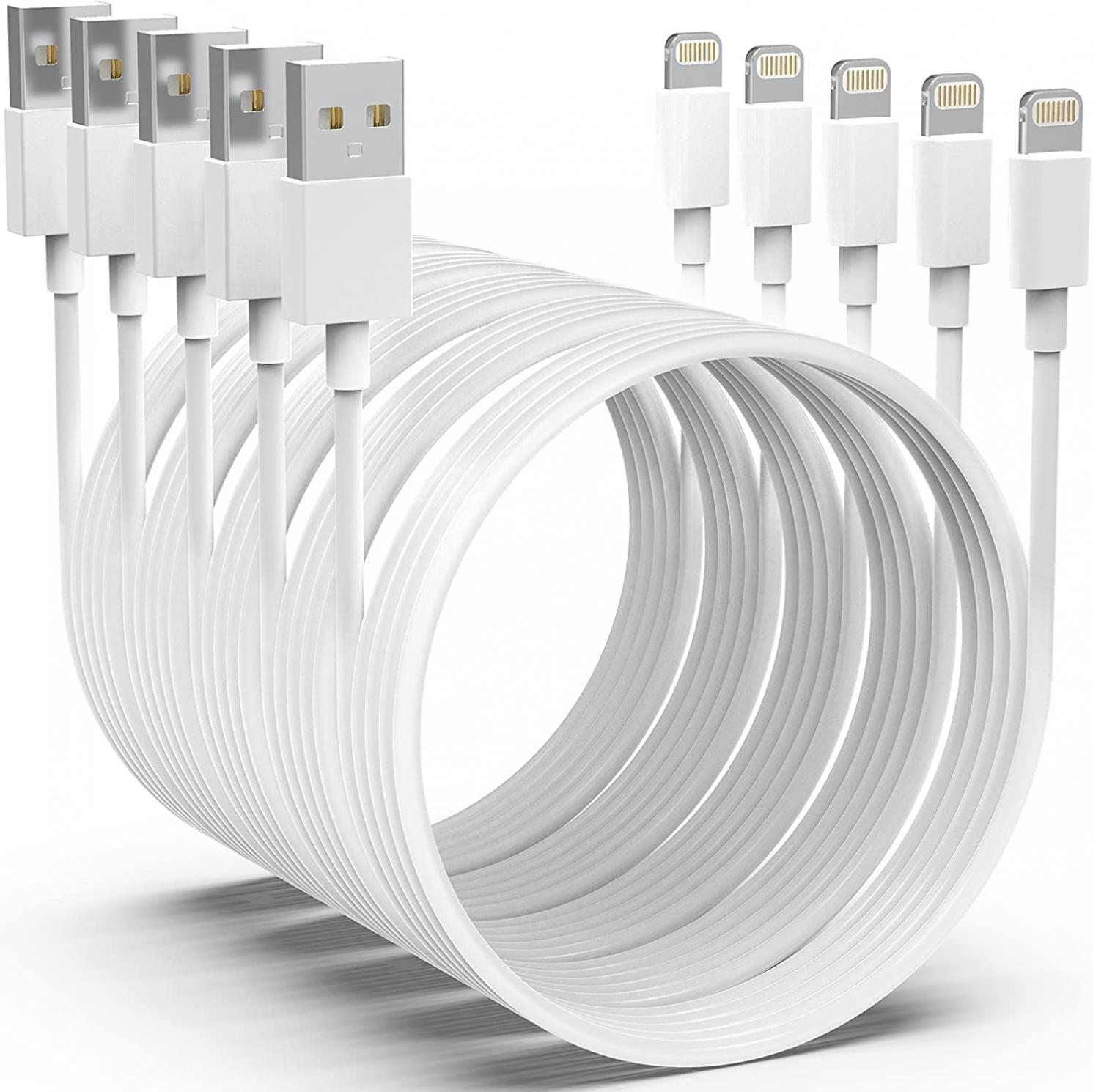 [Apple MFi Certified] iPhone Charger 5pack[6/6/6/10/10FT] Long Lightning Cable Fast Charging Cord iPhone Charging Cable Compatible iPhone 14/14 Pro/Max/13/12/11 Pro Max/XS MAX/XR/XS/X/8/7/Plus iPad