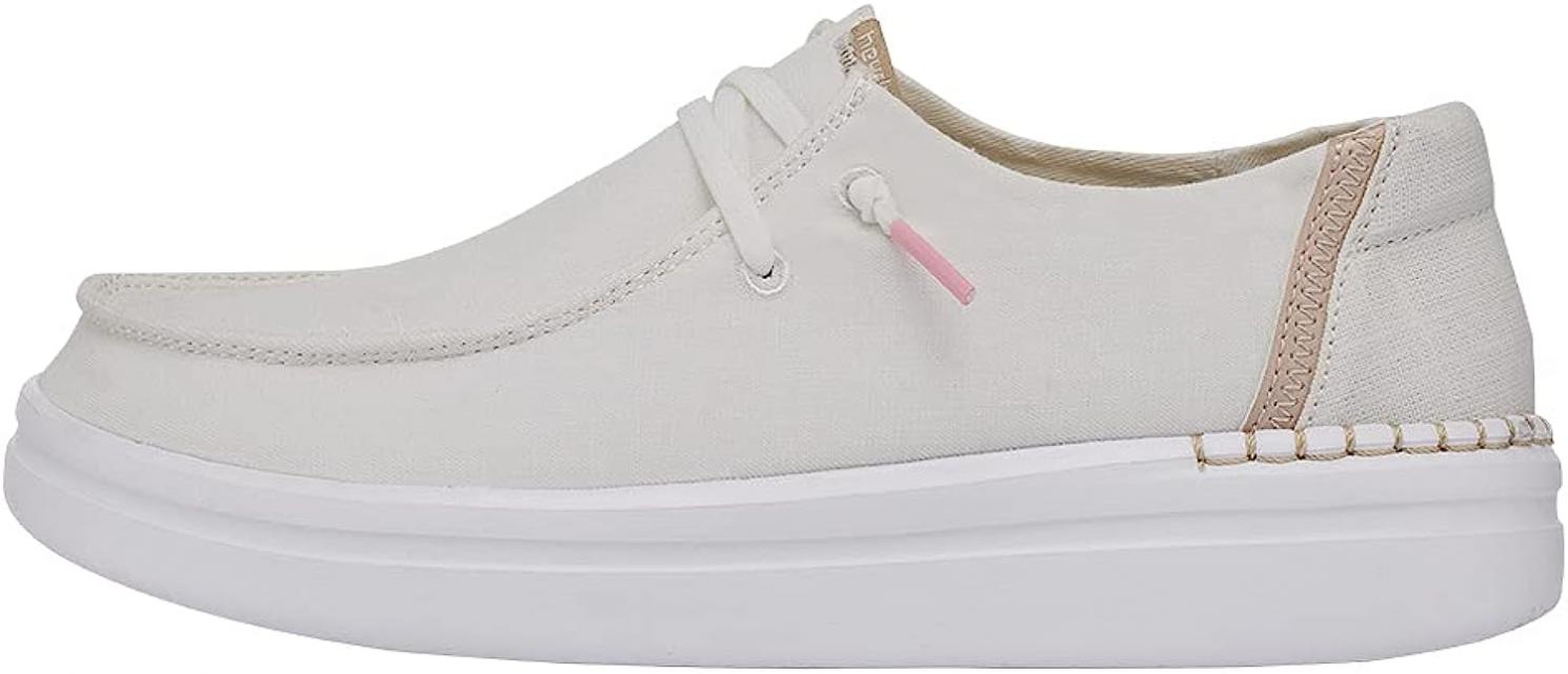 Hey Dude Women's Wendy Rise Spark White Size 7 | Women’s Shoes | Women’s Lace Up Loafers | Comfortable & Light-Weight