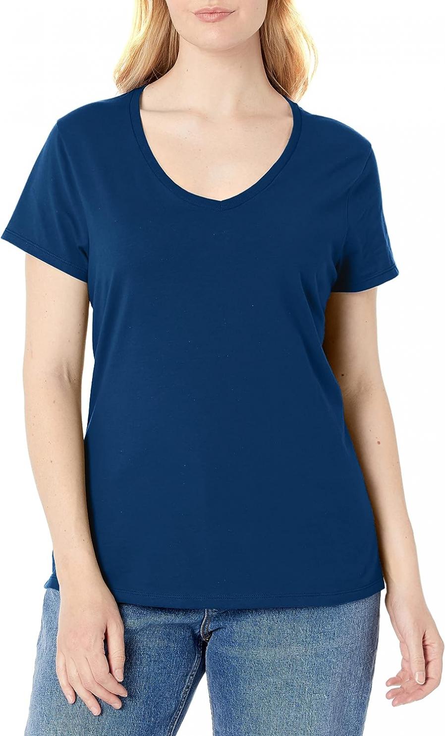 Hanes Womens Perfect-t V-Neck T-Shirt, Ring-Spun Cotton Short Sleeve Tee for Women
