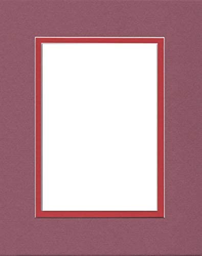 Pack of (2) 18x24 Double Acid Free White Core Picture Mats Cut for 12x18 Pictures in Mauve and Real Red