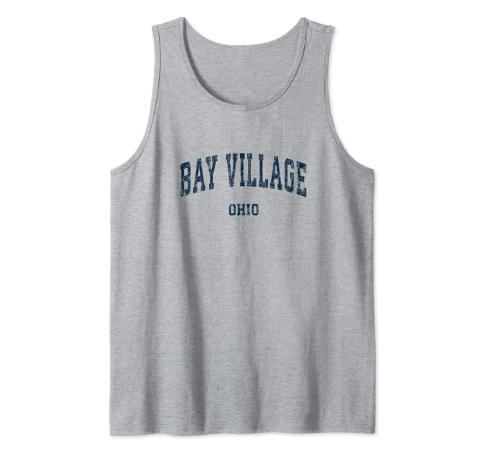 Bay Village Ohio OH Vintage Varsity Sports Navy Design Tank Top