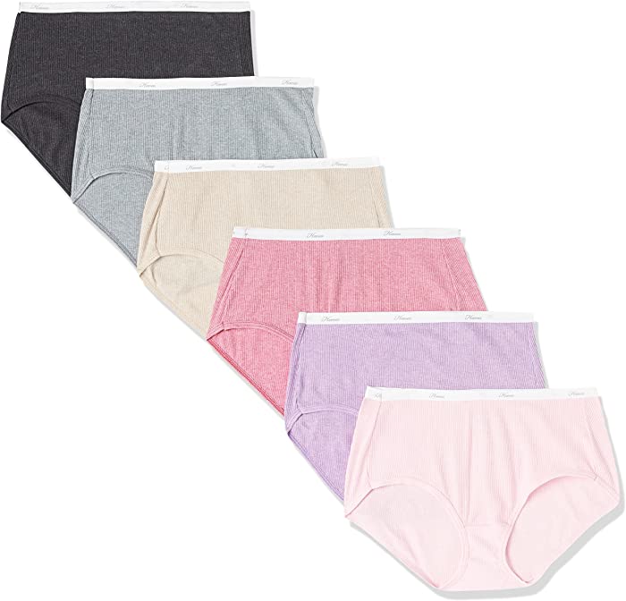 Hanes Women's Ribbed Cotton Brief Underwear 6-Pack