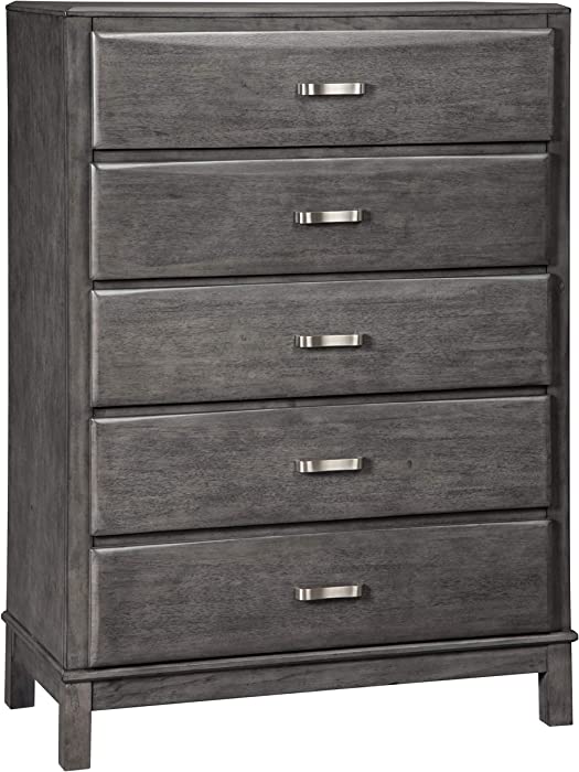 Signature Design by Ashley Caitbrook Contemporary 5 Drawer Chest with Dovetail Construction, Weathered Gray