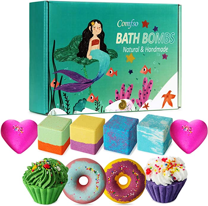 10 Bath Bombs for Kids, Bath Bomb Gift Set, Natural Bubble Bathbombs, Shea Butter Dry Skin Moisturize, Fizzy Spa Bath for Her Mom Women Kids Girls Girlfriend, Birthday Christmas Valentines Mothers Day
