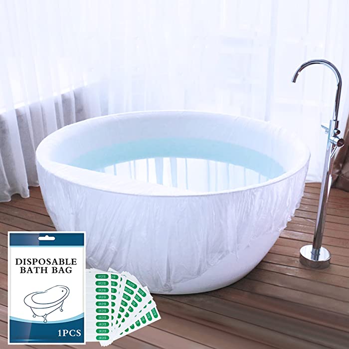 Perfacility Disposable Bathtub Cover Liners, Thickened Ultra Large (126"X47") Plastic Bag for Jacuzzi Tub in Hotel, Travel, SPA, Salon, Household, Individual Package, Durable Bath Crock Film (12 Pack)