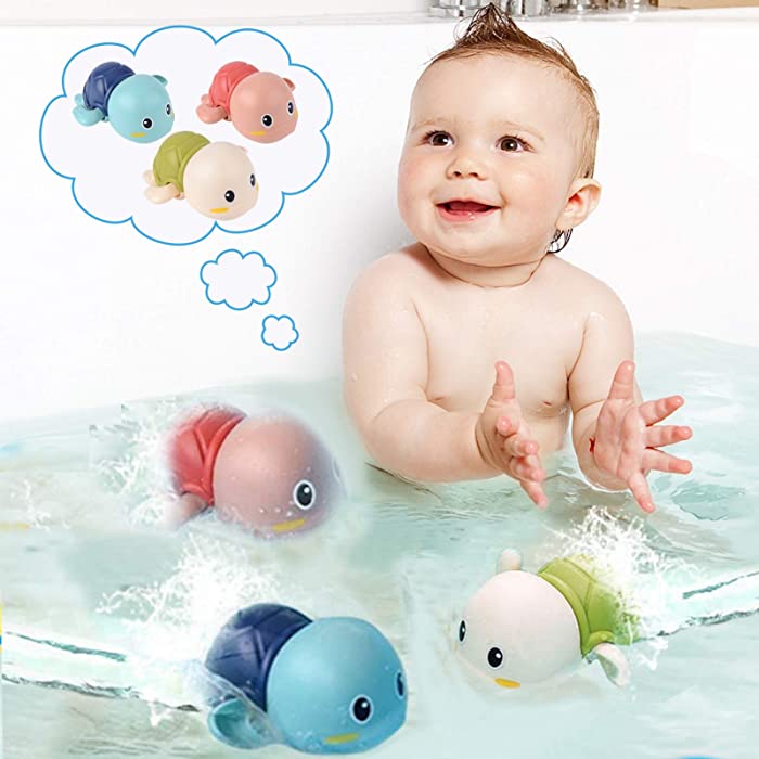 Baby Bath Toys-Wind up Turtle Bathtub Toys,Toy for babies 6-12 months Floating Swimming Turtles for Boys Girls,Baby Shower Bathtime Fun Pool Toys for Toddlers,Gift for 1 2 3 4 Year Old Boys Girls