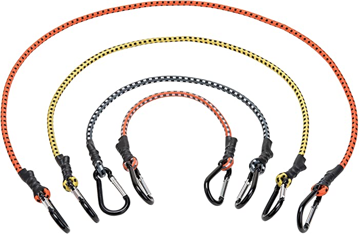 KEEPER 06300 12-Piece Carabiner Bungee Cord Assortment, 18", 24", 36", and 48"