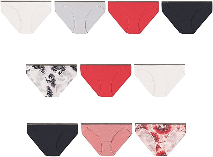 Hanes Women's Breathable Cotton Stretch Bikini, 10 Pack