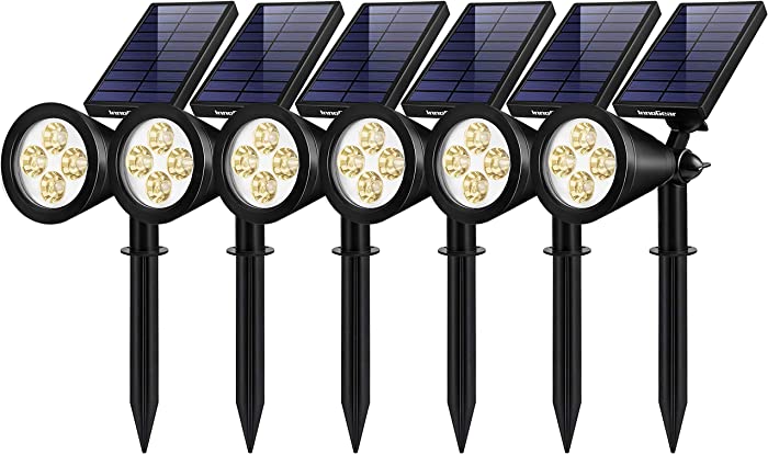 InnoGear Solar Outdoor Lights, Solar Lights Outdoor Waterproof Solar Spot Lights Outdoor Spotlight for Yard Landscape Lighting Wall Lights Auto On/Off for Pathway Garden, Pack of 6 (Warm White)