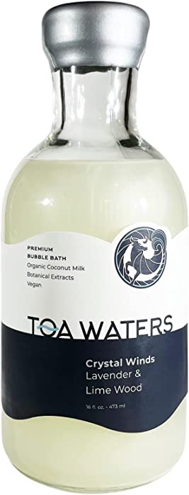 Crystal Winds Bubble Bath - Lavender & Lime Wood - Organic Coconut Milk Bath with Botanicals - 100% Vegan - Paraben Free - Handcrafted in The USA - for All Skin Types - by TOA Waters - 16 FL oz
