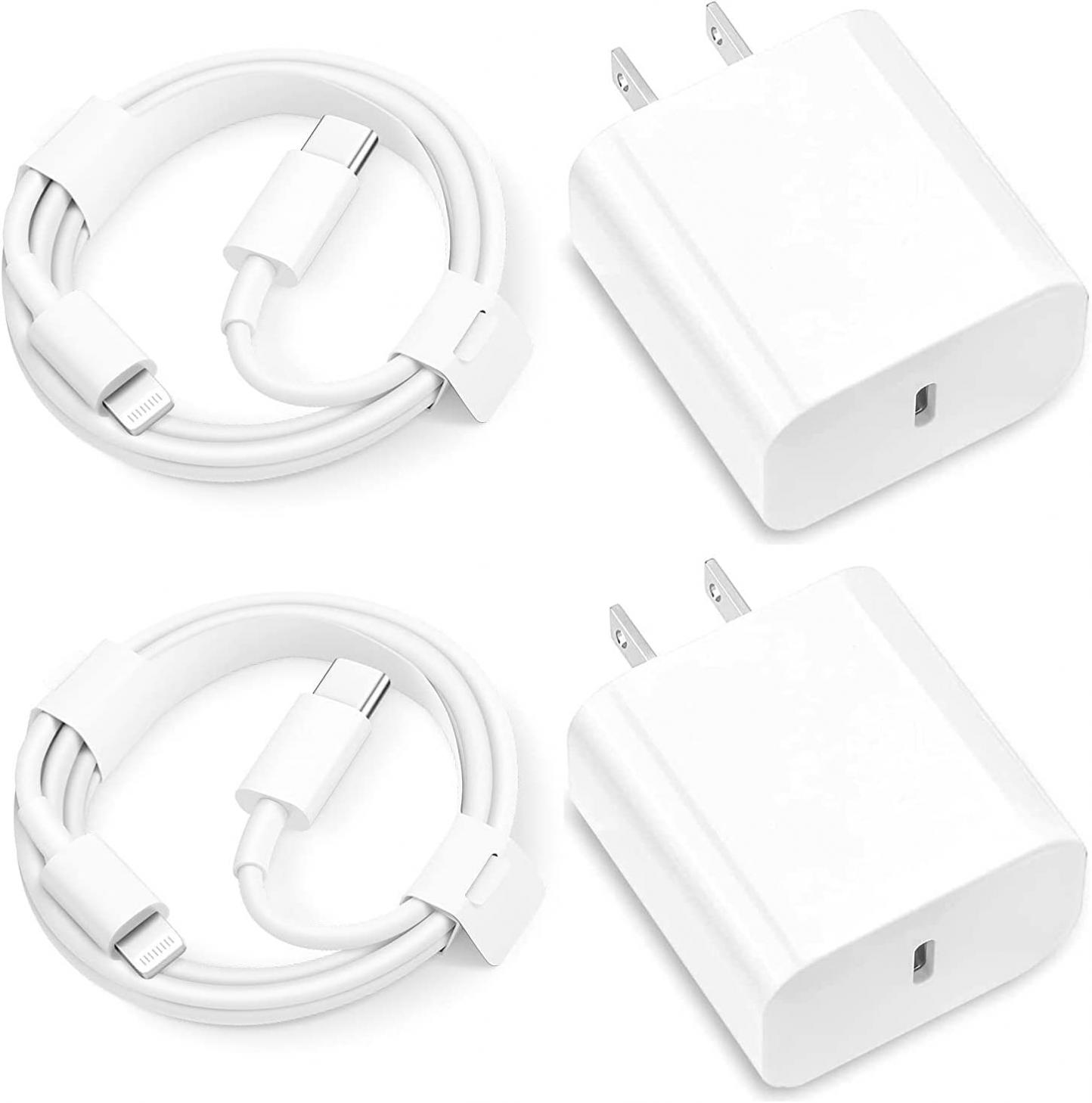 2 Pack iPhone Fast Charger [Apple MFi Certified] 20W 9V/2A PD Adapter with 6FT USB C to Lightning Cable Wall Charger Block Compatible with iPhone 14/13/12/11 Pro Max Xs/XR/X/7/8 Plus iPad Pro