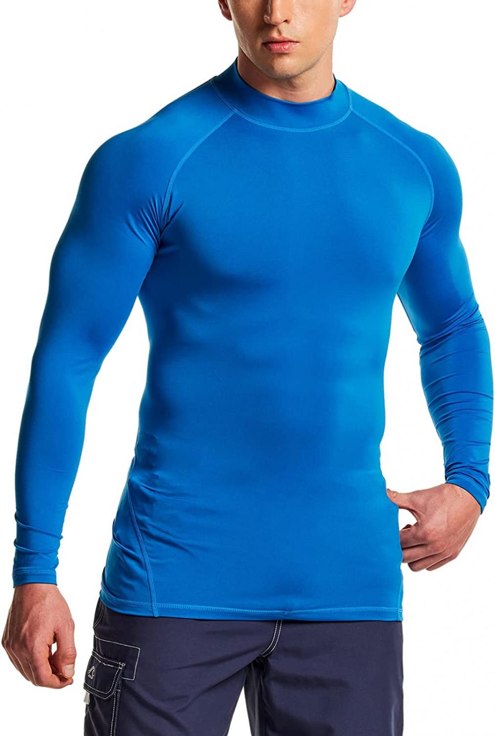 TSLA Men's UPF 50+ Long Sleeve Rash Guard, UV/SPF Quick Dry Swim Shirt, Water Surf Swimming Shirts