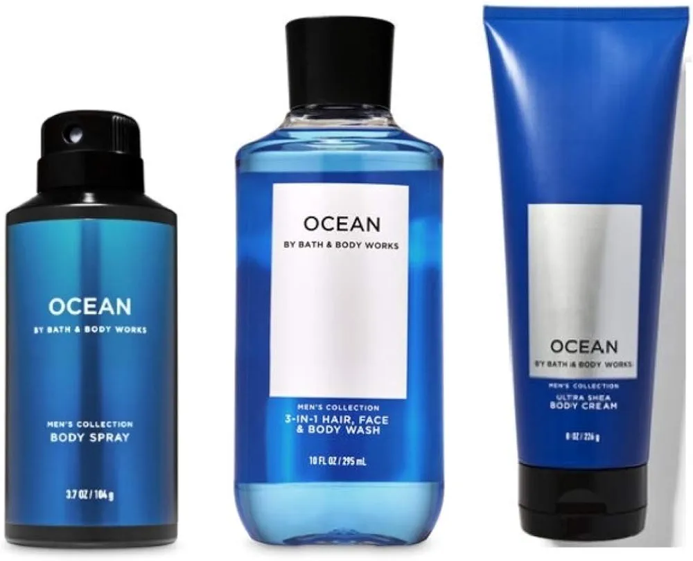 Bath and Body Works - Ocean - For Men - 3 pc Bundle - (2020 Edition)