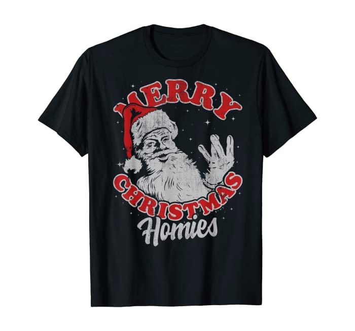Funny, Retro, Christmas Homies Westside West Coast Hip Hop T-Shirt