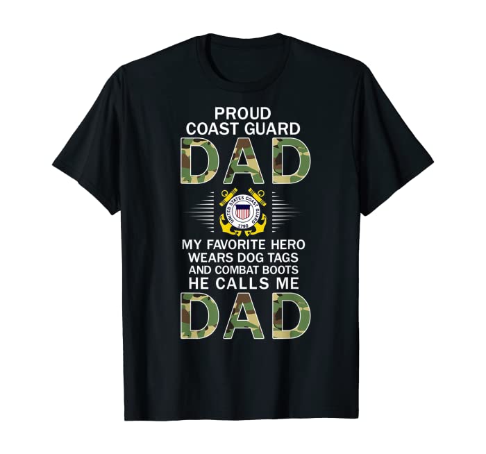 Mens My Favorite Hero Wears Combat Boots-Proud Coast Guard Dad T-Shirt
