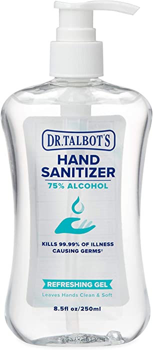 Dr. Talbot's Refreshing Gel Hand Sanitizer with Easy Pump, Fragrance Free, 8.45 Fl Oz