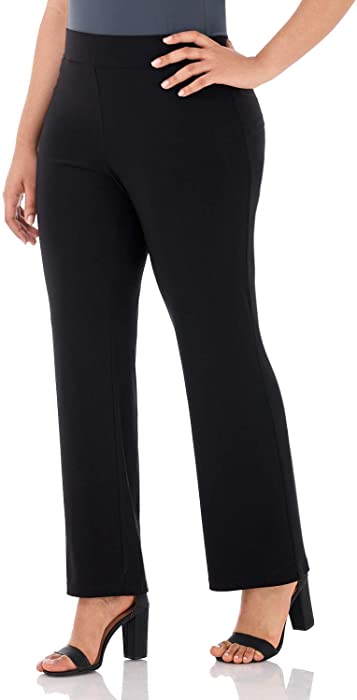 Rekucci Travel in Style Curvy Woman Classic Soft Knit Straight Leg Plus Size Pant