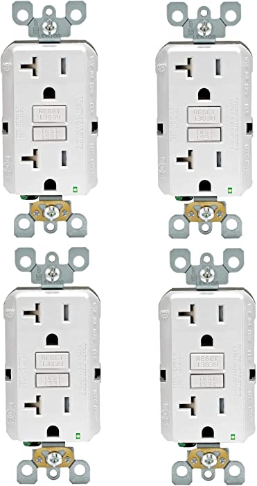 Leviton GFTR2-W Self-Test SmartlockPro Slim GFCI Tamper-Resistant Receptacle with LED Indicator, Wallplate Not Included, 20-Amp, White (4 PACK)