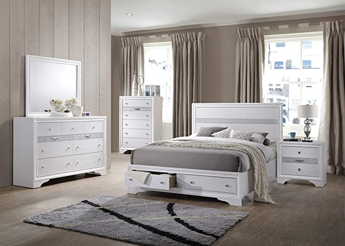 Kings Brand Furniture - 6-Piece Watson King Size Bedroom Set. Bed, Dresser, Mirror, Chest & 2 Night Stands
