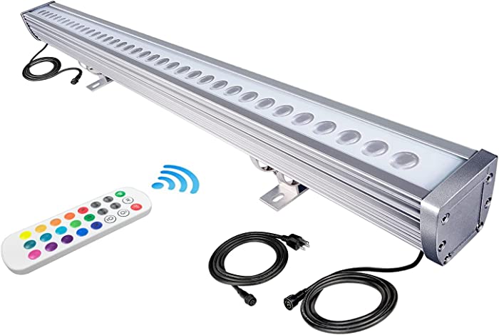Linkable LED Wall Washer Light, ATCD 144W LED Spot Light RGBW 5000K, Plug and Play, IP65 Waterproof , Simultaneous Working Light Bar for Outdoor&Indoor Lighting Projects (with RF Remote Control)