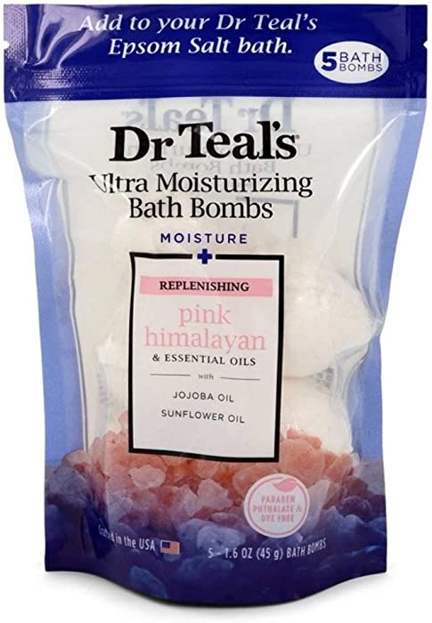 Dr. Teal's Pink Himalayan Moisture Bomb Bath Soaks 1.6oz x 4(Total 6.4oz), Pack of 1
