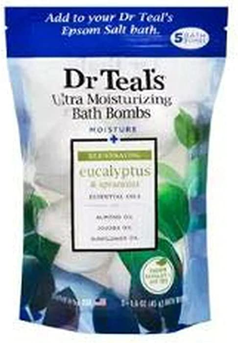 Dr Teal's Ultra Moisturizing Bath Bombs Moisture + Rejuvenating Eucalyptus & Spearmint Essential Oils