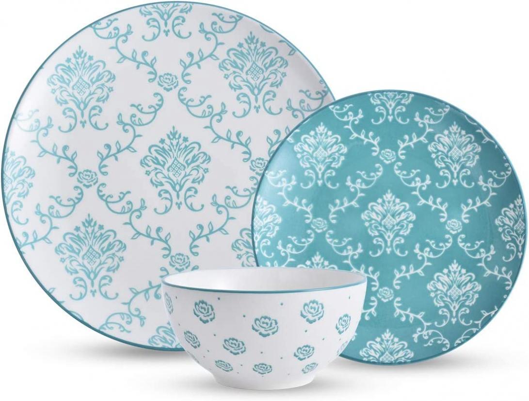 Original Heart 12-Pieces Dinnerware Sets Plates and Bowls Sets Dish Set, Nonstick for kitchen, durable Stoneware Plates, Dishes, Soup and Cereal Bowls, Service for 4