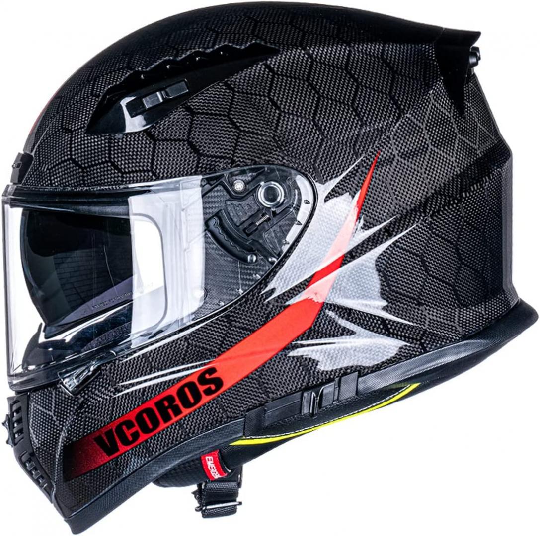 VCOROS FA-602 Carbon Fiber Full Face Motorcycle Helmet Unisex-Adult Dual Visor Helmets