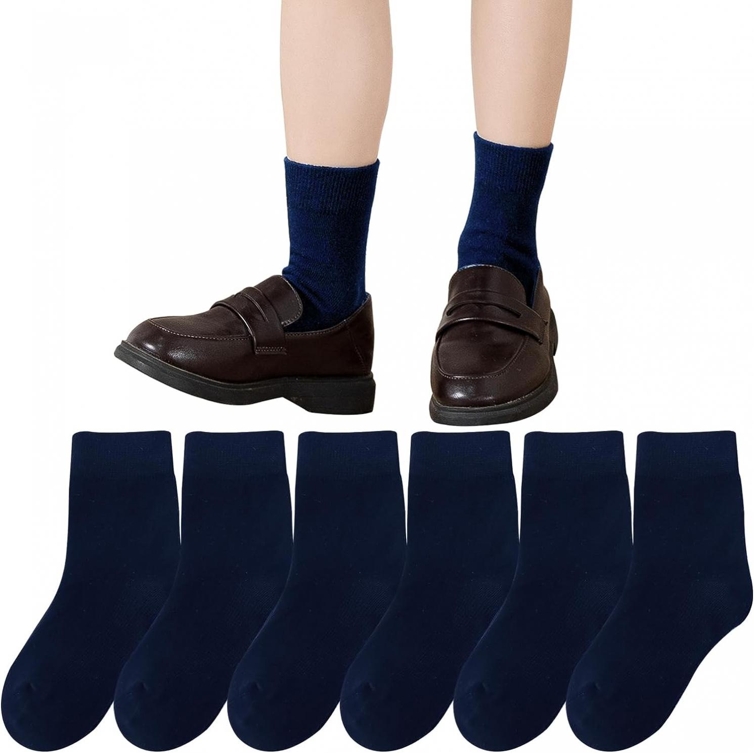 Mini angel Boys Girls Crew Socks Seamless Cotton Socks Kids School Socks Dress Socks 6 Pairs