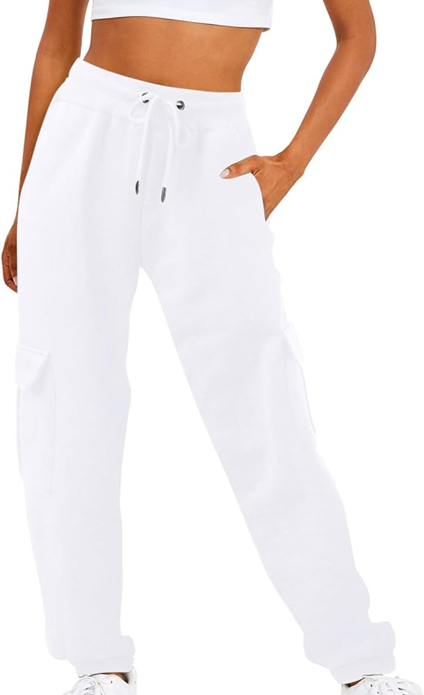 Womens Cinch Bottom Sweatpants Pockets High Waist Sport Gym Athletic Fit Jogger Pants Lounge Trousers