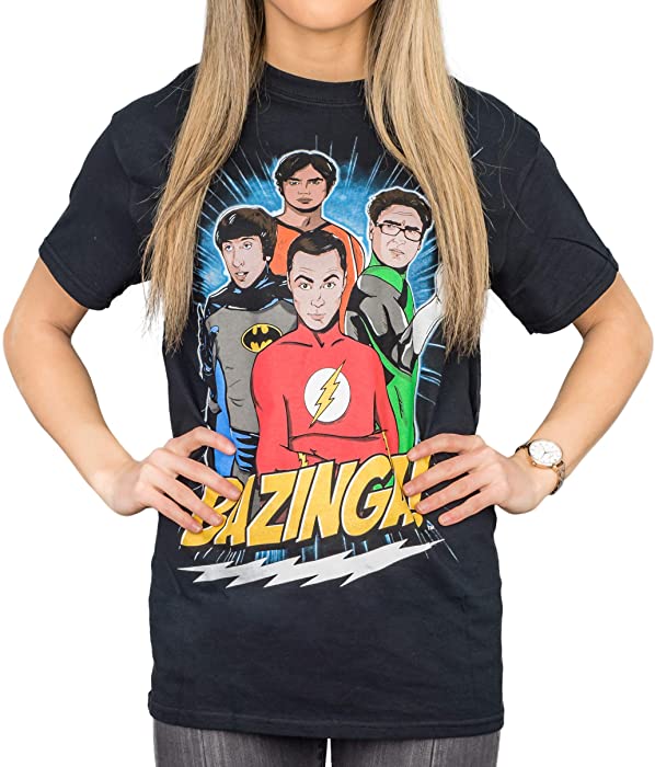 The Big Bang Theory DC Comics Superheros Group Guys Adult T-Shirt
