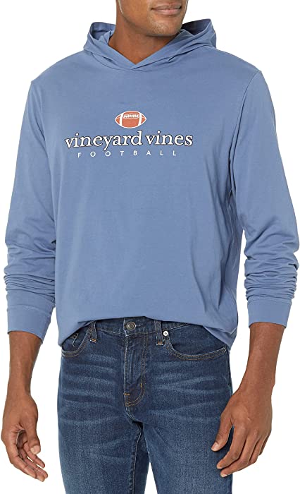 vineyard vines Men's Long-Sleeve Vv Football Hoodie T-Shirt