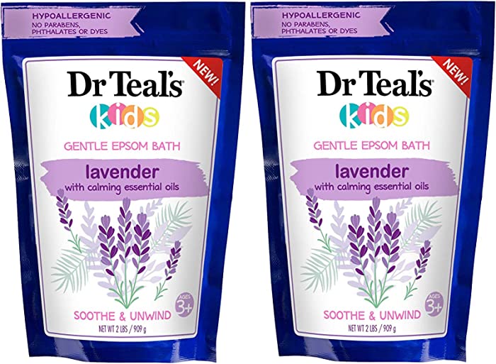 Dr Teal's Kids Gentle Epsom Salt Bath - Lavender - 2 lb Bags Pack of 2