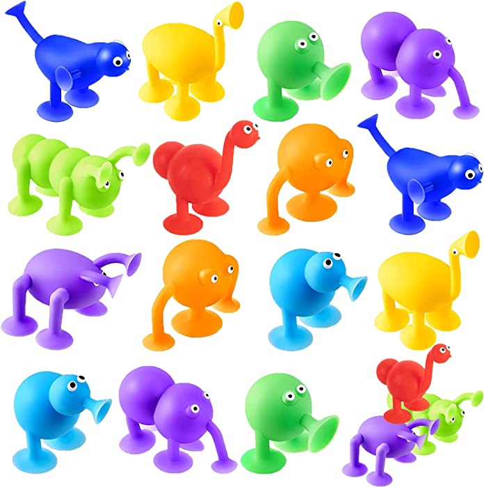 Suction Toys,Building Blocks Sucktion Toy Animal Shape Sucker Toys for Stress Release,Family Parent Interactive Game,Bath,18Pcs