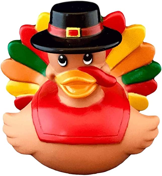 3" Thanksgiving Turkey Rubber Duck [Floats Upright] - Baby Safe Bathtub Bathing Toy