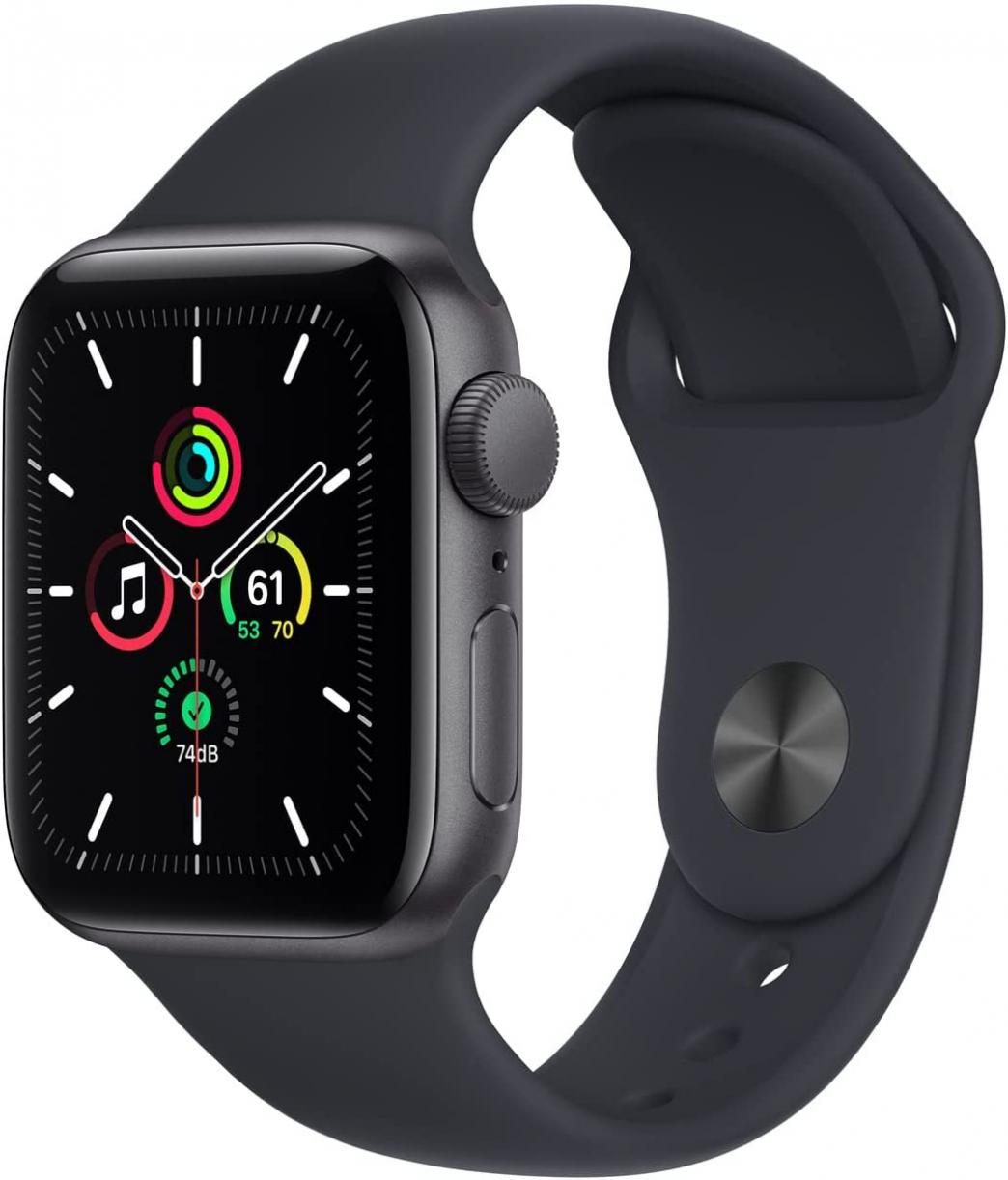 Apple Watch SE (GPS, 44mm) - Space Gray Aluminum Case with Black Sport Band (Renewed Premium)