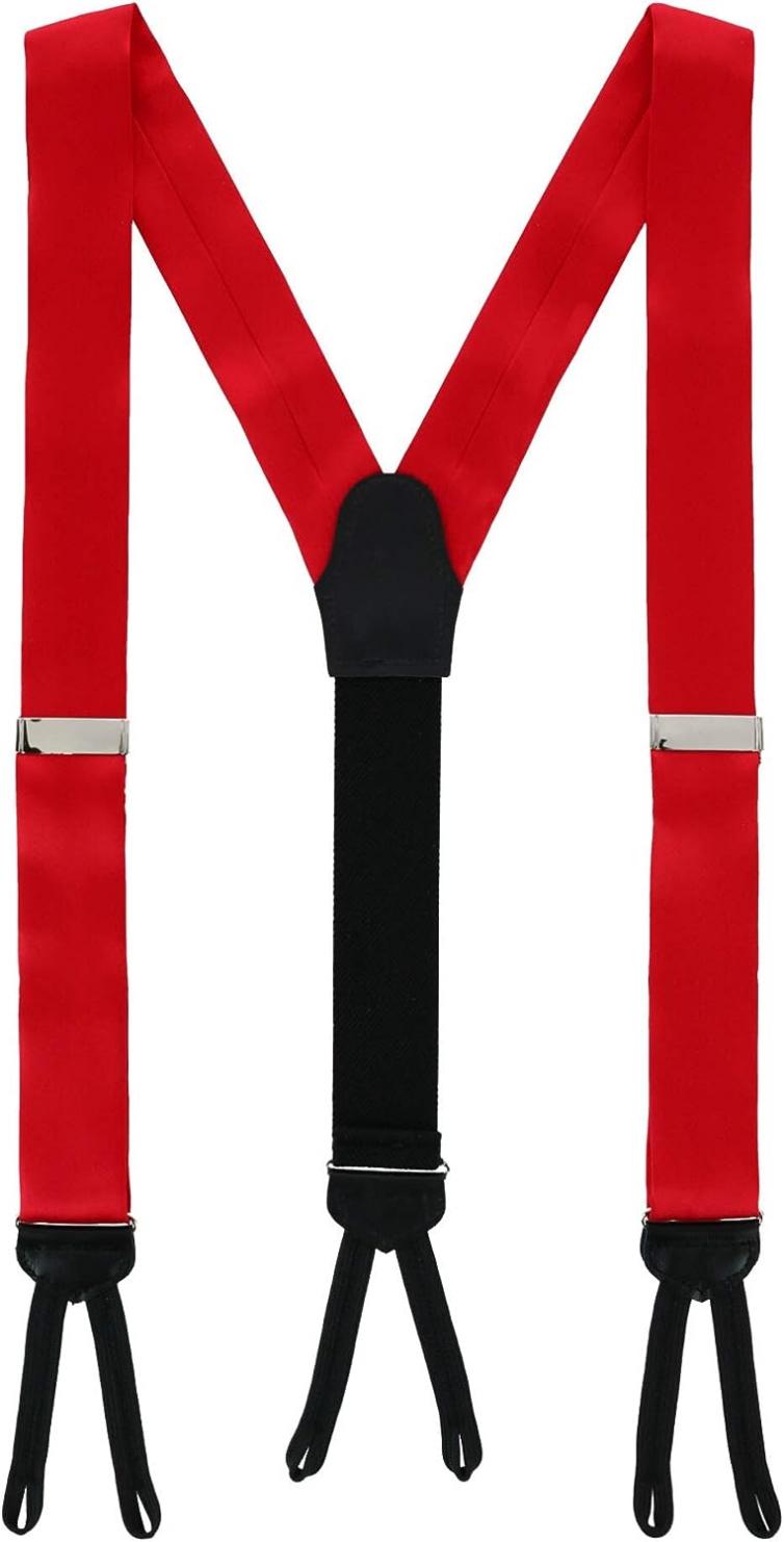 CrookhornDavis Men's Formal Silk Charmeuse 38mm Solid Color Braces (Suspenders)