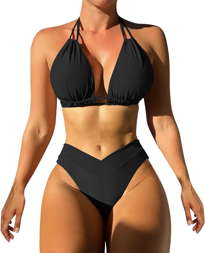 Bikini Sets for Women,Triangle Bikini Sets Halter Two Piece Sexy Swimsuit String Tie Side Bathing Suits