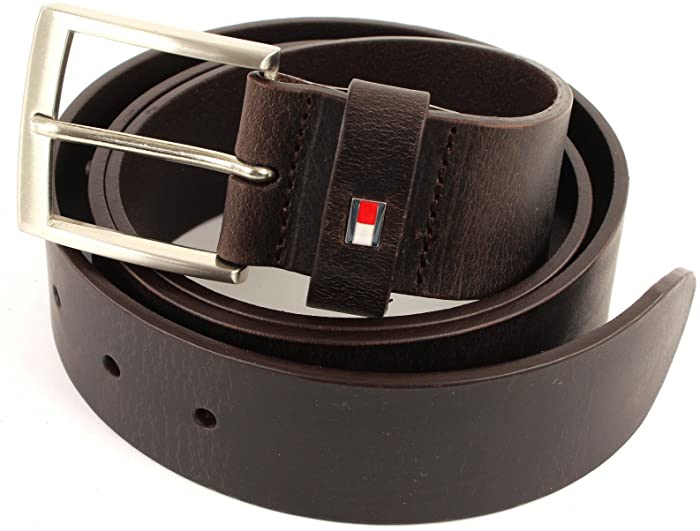 Tommy Hilfiger New Denton Men's Leather Belt, Chocolate Brown