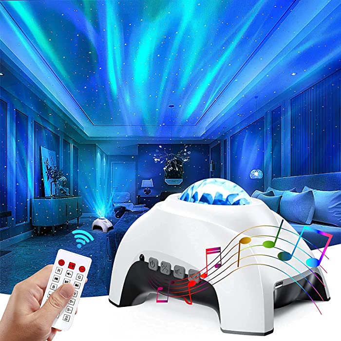 Aurora Projector & White Noise Night Light,Northern Lights Star Projector with Bluetooth Speaker & Remote,Galaxy Light Projector for Baby Kids Adults,for Bedroom,Ceiling,Mood Ambiance