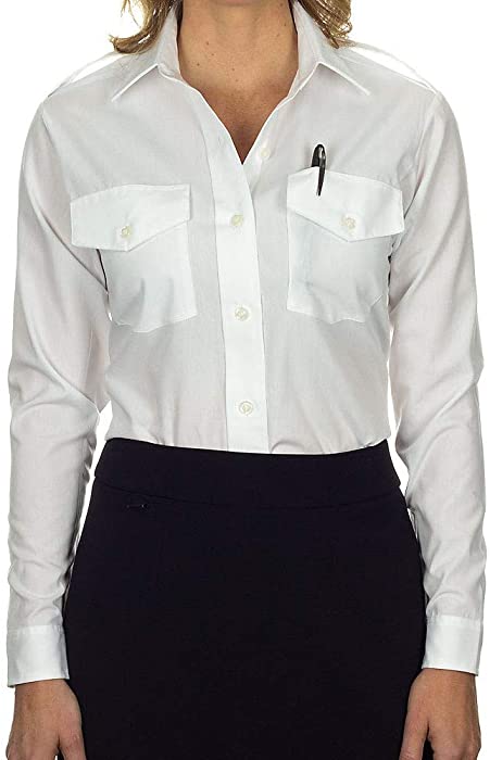 Van Heusen Ladies' Aviator Shirt - Long Sleeve 4 White