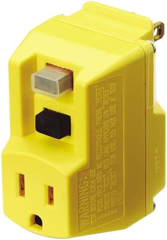 TRC Southwire 14650013-6 120-Volt, 15-Amp, 1800-Watts, Single Outlet GFCI Adapter, for Indoor Use with Manual Reset, Yellow