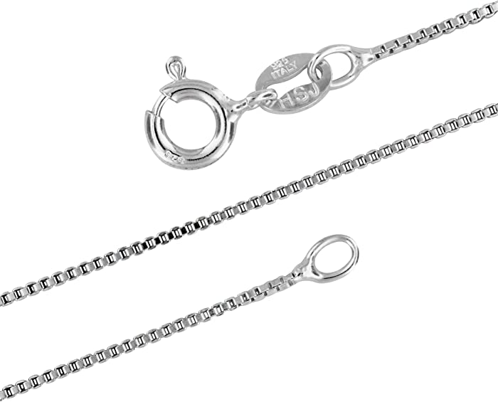 Hawaiian Silver Jewelry 1mm Sterling Silver Box Chain – Elegant and Simple Silver Box Chain Necklace 7-36-inch – Exquisite Silver Box Chain Necklace for Women – Thin Design – No Nickel Sterling Silver